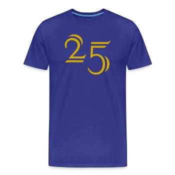 25. 25 ANS. 25e ANNIVERSAIRE. ANNIVERSAIRE 25 ANS. - T-shirt bio Premium Homme - bleu roi - Devant - Damien (186cm)