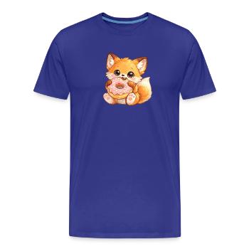 Petit renard avec un donut - T-shirt bio Premium Homme - bleu roi - Devant - Damien (186cm)