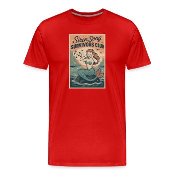 Sirenenlied überlebt | Meerjungfrau Mythos - Männer Premium Bio T-Shirt - Rot - Vorne - Damien (186cm)