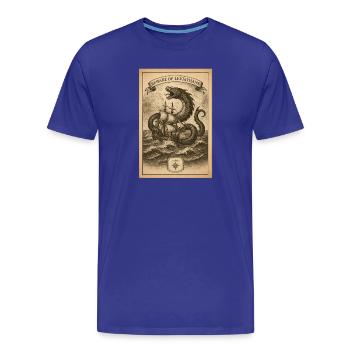 Avertissement Léviathan | Monstre marin nautique - T-shirt bio Premium Homme - bleu roi - Devant - Damien (186cm)