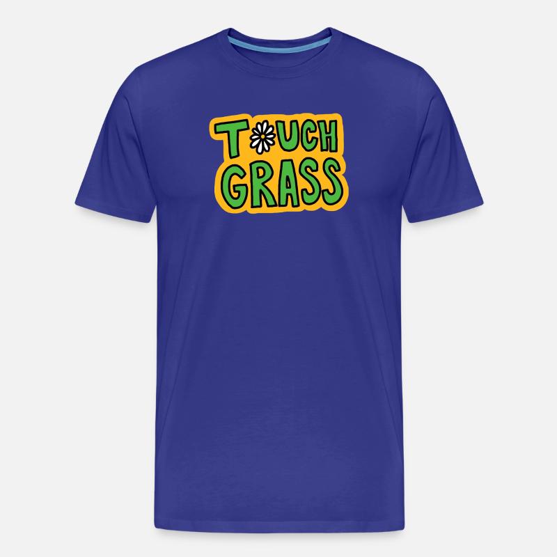 Retro "Touch Grass" Gänseblümchen - Männer Premium Bio T-Shirt - Königsblau