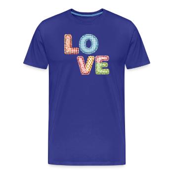 Love Patchwork Design Bunte Stoffflicken - Männer Premium Bio T-Shirt - Königsblau - Vorne - Damien (186cm)
