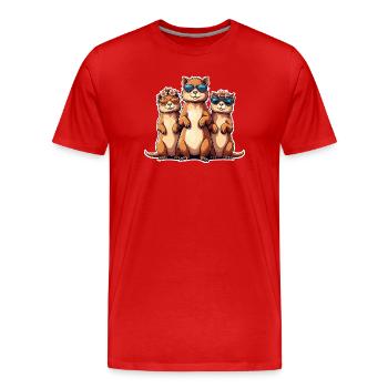 Sunglasses Meerkat Trio - Men's Premium Organic T-Shirt - red - Front - Damien (186cm)