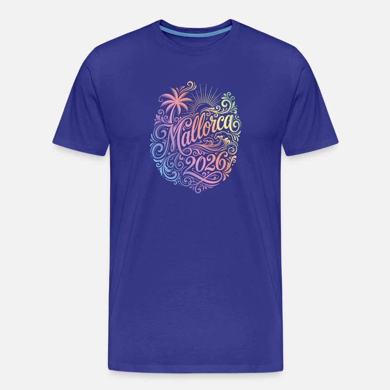Mallorca 2026 Bunt Palme - Männer Premium Bio T-Shirt - Königsblau