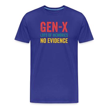 Generation X – Viele Erinnerungen. Keine Beweise. - Männer Premium Bio T-Shirt - Königsblau - Vorne - Damien (186cm)