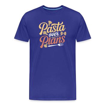 Pâtes au lieu de plans | Humour de nouilles - T-shirt bio Premium Homme - bleu roi - Devant - Damien (186cm)