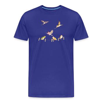 T-shirt d’oiseau drôle, aquarelle à imprimé animal - T-shirt bio Premium Homme - bleu roi - Devant - Damien (186cm)