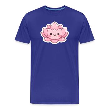Kawaii Lotus Blossom Pink - Men's Premium Organic T-Shirt - royal blue - Front - Damien (186cm)
