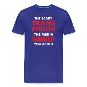Trans Person Warned Bold Red Activist Graphic - Männer Premium Bio T-Shirt - Königsblau - Vorne - Damien (186cm)