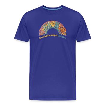 Lachen, Wissen & Gute Vibes - Männer Premium Bio T-Shirt - Königsblau - Vorne - Damien (186cm)