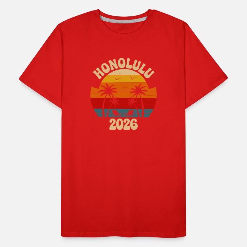 Honolulu Retro Sunset 2026 Männer Premium Bio T-Shirt