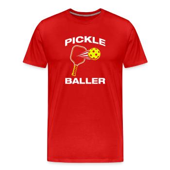 Pickle Baller Funny Pickleball Player - Men's Premium Organic T-Shirt - red - Front - Damien (186cm)