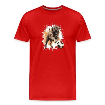 Mastiff Hund Fussball Team - Männer Premium Bio T-Shirt - Rot - Vorne - Damien (186cm)