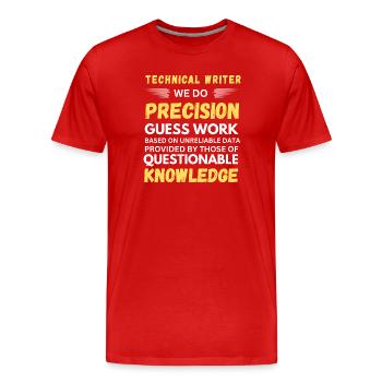 Rédacteur technique : Précision de la supposition - T-shirt bio Premium Homme - rouge - Devant - Damien (186cm)