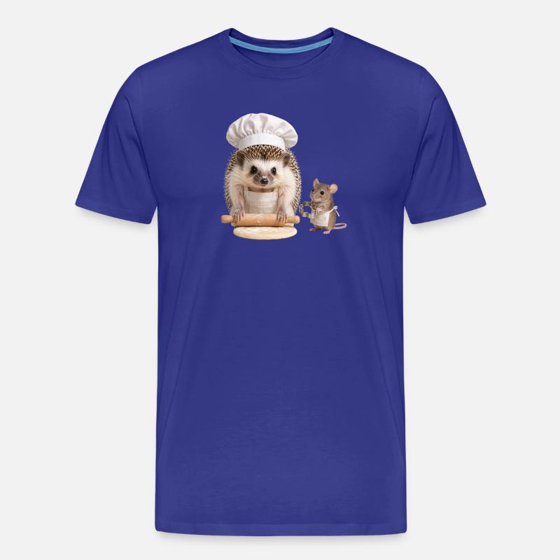 Boulanger hérisson avec aide souris - T-shirt bio Premium Homme - bleu roi