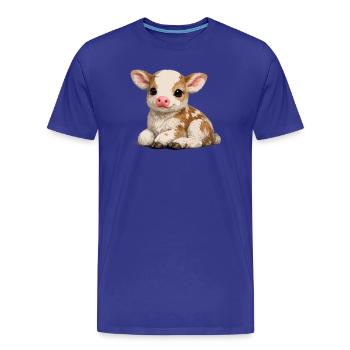 Süßes Kalb-Kuscheltier - Männer Premium Bio T-Shirt - Königsblau - Vorne - Damien (186cm)