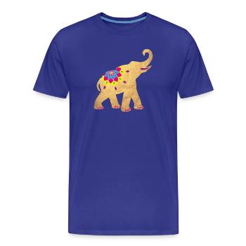 Elephant Gold Yoga India Animal Love Zoo Animal Namasté - T-shirt bio Premium Homme - bleu roi - Devant - Damien (186cm)