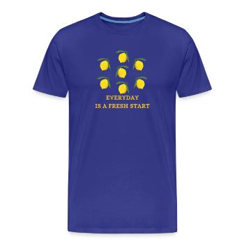 Zitronen Frischer Neustart - Männer Premium Bio T-Shirt - Königsblau - Vorne - Damien (186cm)