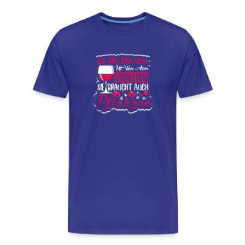 Une femme ne peut pas survivre avec du vin seul. Jardin - T-shirt bio Premium Homme - bleu roi - Devant - Damien (186cm)