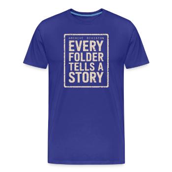 Every Folder Tells A Story Archival Print - Men's Premium Organic T-Shirt - royal blue - Front - Damien (186cm)