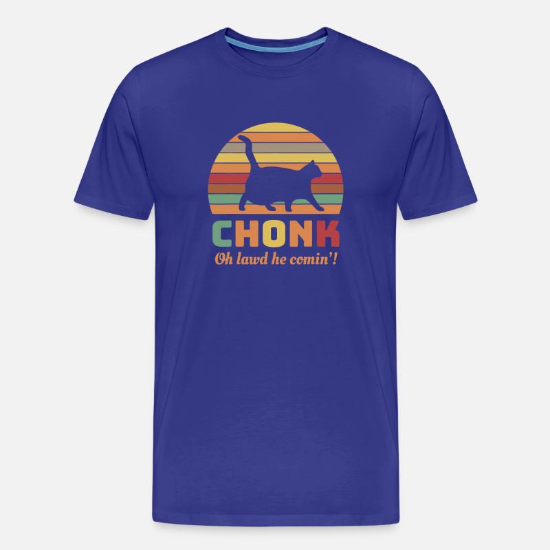 Chonk Cat Retro Sonnenuntergangs-Tee - Männer Premium Bio T-Shirt - Königsblau