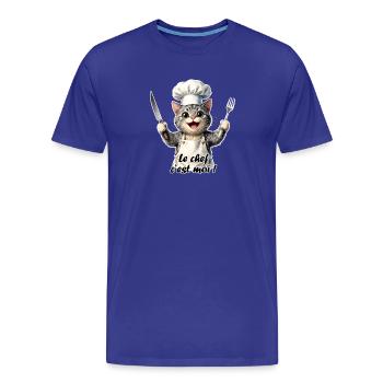Chat chef de cuisine : je suis le chef - T-shirt bio Premium Homme - bleu roi - Devant - Damien (186cm)