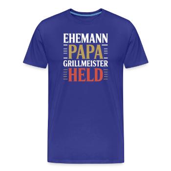 Papa barbecue Père grill Maître Humour de héros - T-shirt bio Premium Homme - bleu roi - Devant - Damien (186cm)
