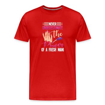 Nageldesigner Nageldesignerin Kosmetik Nagelstudio - Männer Premium Bio T-Shirt - Rot - Vorne - Damien (186cm)
