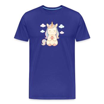 Licorne pastel en prière - T-shirt bio Premium Homme - bleu roi - Devant - Damien (186cm)