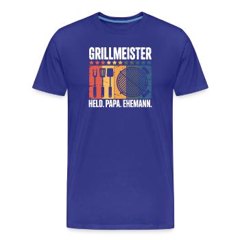 Ehemann Papa Grillmeister Held Vatertag BBQ  - Männer Premium Bio T-Shirt - Königsblau - Vorne - Damien (186cm)