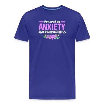 Anxiété Anxieuse Anxieuse Introvertie effrayée - T-shirt bio Premium Homme - bleu roi - Devant - Damien (186cm)