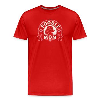 Pudel-Mama Logo Print - Männer Premium Bio T-Shirt - Rot - Vorne - Damien (186cm)