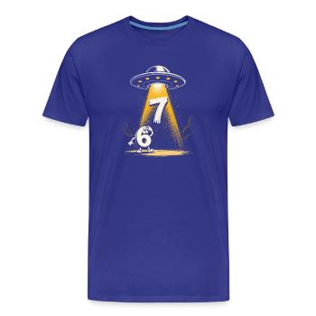 UFO-Lichtstrahl über Zahl 6 7 Meme - Männer Premium Bio T-Shirt - Königsblau - Vorne - Damien (186cm)