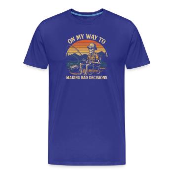 Humour de pêche en route vers de mauvaises décisions - T-shirt bio Premium Homme - bleu roi - Devant - Damien (186cm)