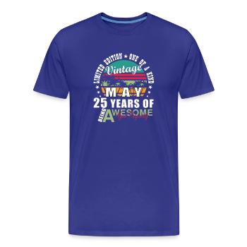Vintage May 25 Years Jubilation - Men's Premium Organic T-Shirt - royal blue - Front - Damien (186cm)