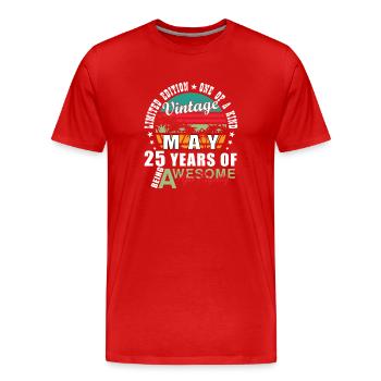 Vintage May 25 Jahre Jubel - Männer Premium Bio T-Shirt - Rot - Vorne - Damien (186cm)