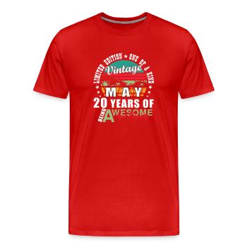 Vintage May 20 Year Old Wow - Men's Premium Organic T-Shirt - red - Front - Damien (186cm)