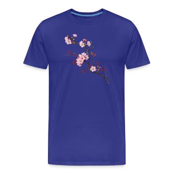 Fleur de cerisier de Sakura dans le style zen ikebana - T-shirt bio Premium Homme - bleu roi - Devant - Damien (186cm)