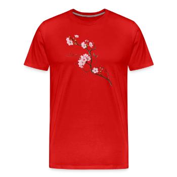 Sakura Kirschblüte im Zen Ikebana Stil  - Männer Premium Bio T-Shirt - Rot - Vorne - Damien (186cm)