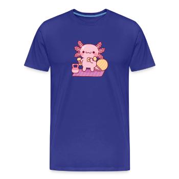 Niedliches Axolotl-Workout mit Hanteln - Männer Premium Bio T-Shirt - Königsblau - Vorne - Damien (186cm)