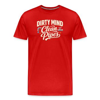 Schmutzige Gedanken | Kanalreinigung - Männer Premium Bio T-Shirt - Rot - Vorne - Damien (186cm)