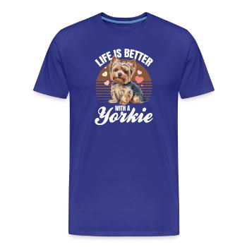 Yorkshire Terrier Yorkshire Race de chien Yorkshire - T-shirt bio Premium Homme - bleu roi - Devant - Damien (186cm)