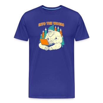 Ordinateur portable Sasquatch dans les bois - T-shirt bio Premium Homme - bleu roi - Devant - Damien (186cm)