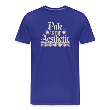 Typographie esthétique en dentelle pâle - T-shirt bio Premium Homme - bleu roi - Devant - Damien (186cm)