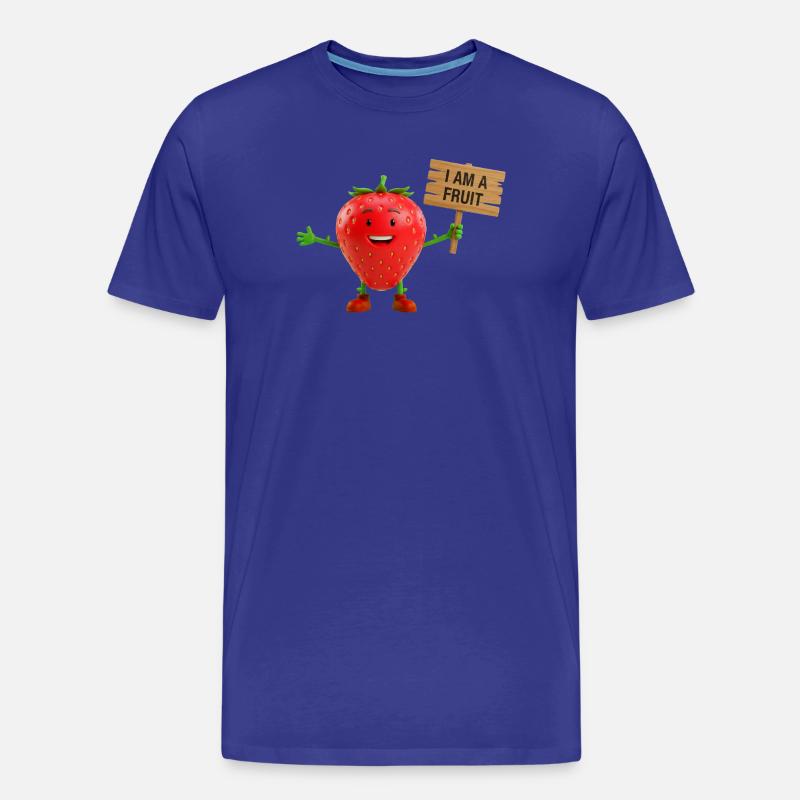 Erdbeere mit einem Schild - Männer Premium Bio T-Shirt - Königsblau