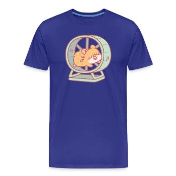 Mignon hamster courant sur une roue - T-shirt bio Premium Homme - bleu roi - Devant - Damien (186cm)