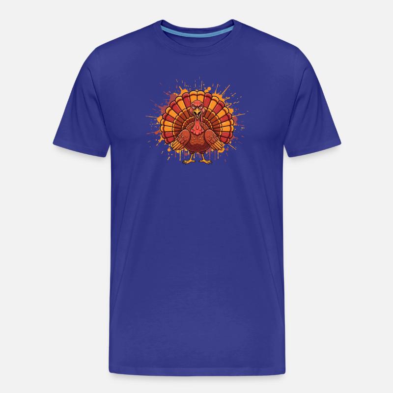 Bunter Truthahn mit Farbspritzer - Männer Premium Bio T-Shirt - Königsblau