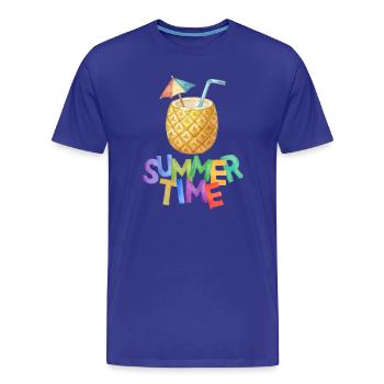 Sommerzeit Ananasgetränk - Männer Premium Bio T-Shirt - Königsblau - Vorne - Damien (186cm)