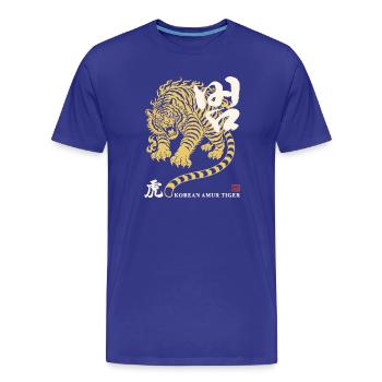 Golden Korean Tiger Design - Men's Premium Organic T-Shirt - royal blue - Front - Damien (186cm)