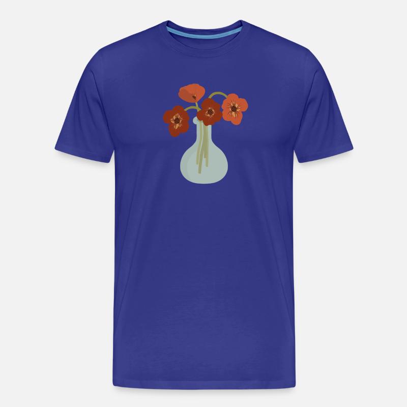 Rote Mohnvase Floral - Männer Premium Bio T-Shirt - Königsblau